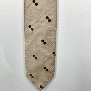 Vintage Liebert Men’s Neck Tie 4” Beige Brown Textured Tie Polyester Short Retro